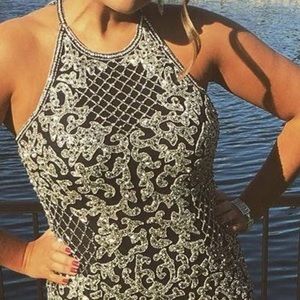 Black beaded Sherri Hill dress